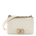 Caviar Quilted Small Boy Flap  White