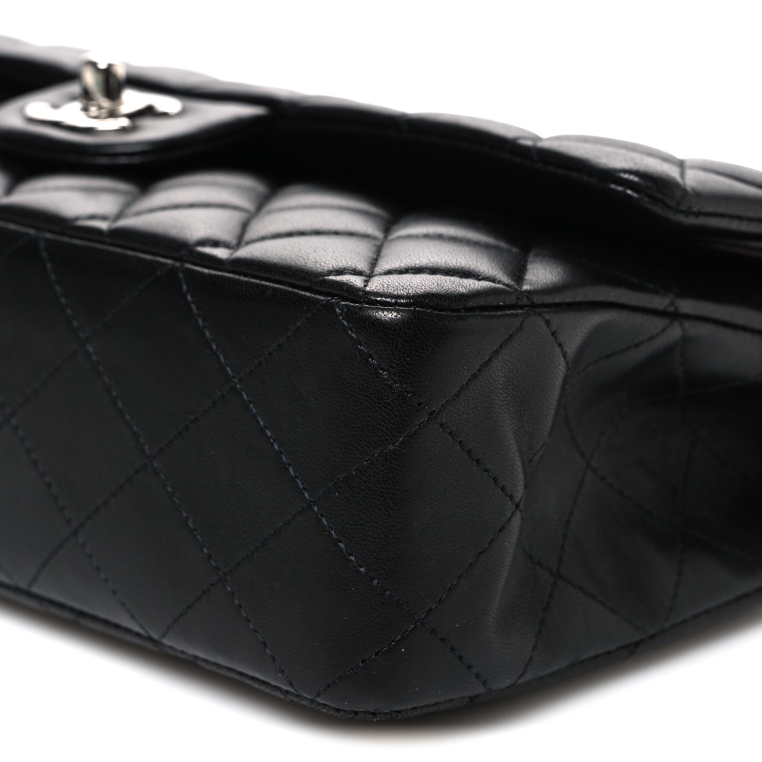 Lambskin Quilted Medium Double Flap Black