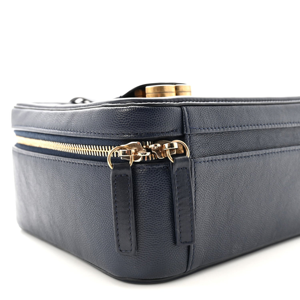 Caviar Quilted Large CC Filigree Vanity Case Navy