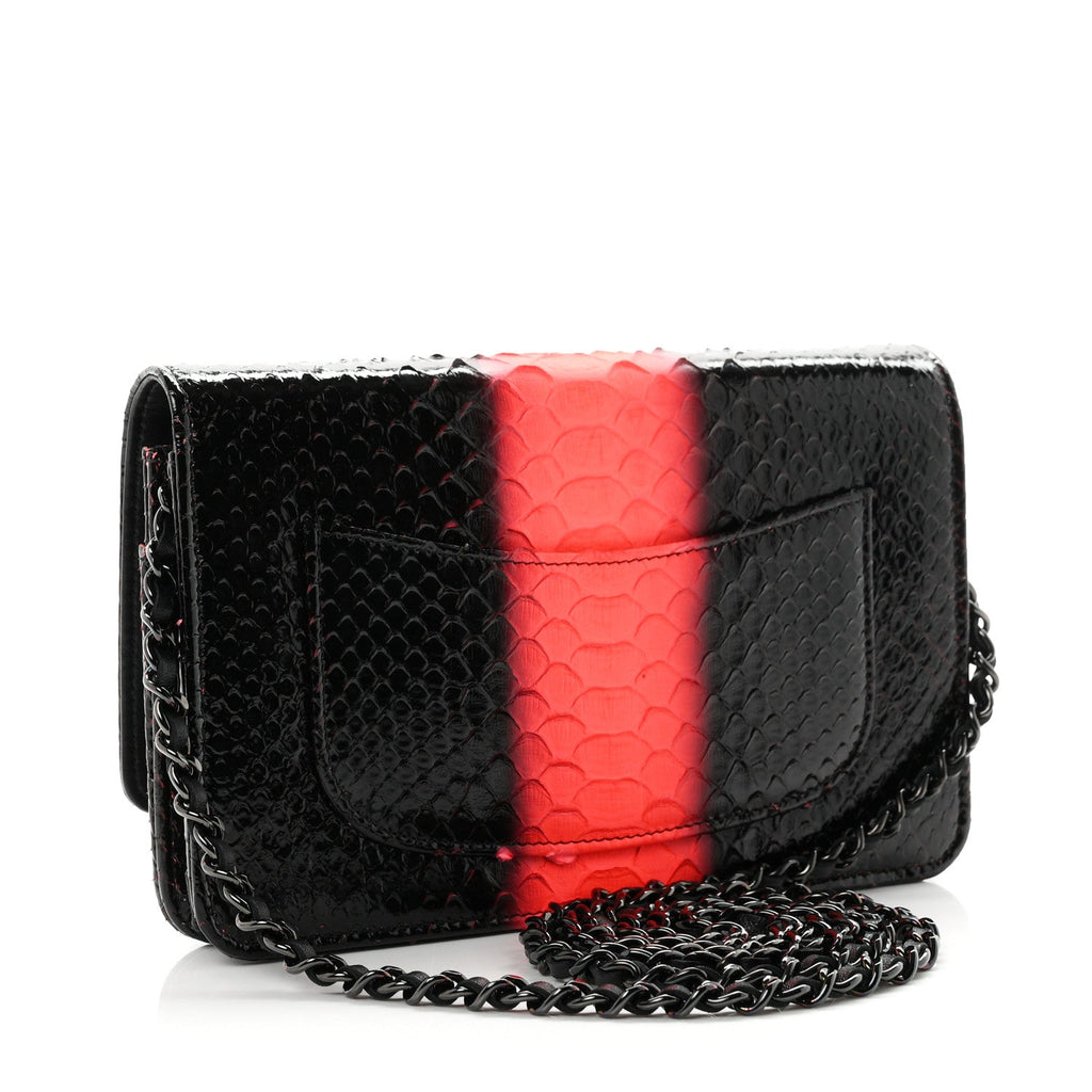 Snakeskin Wallet On Chain WOC Black Red