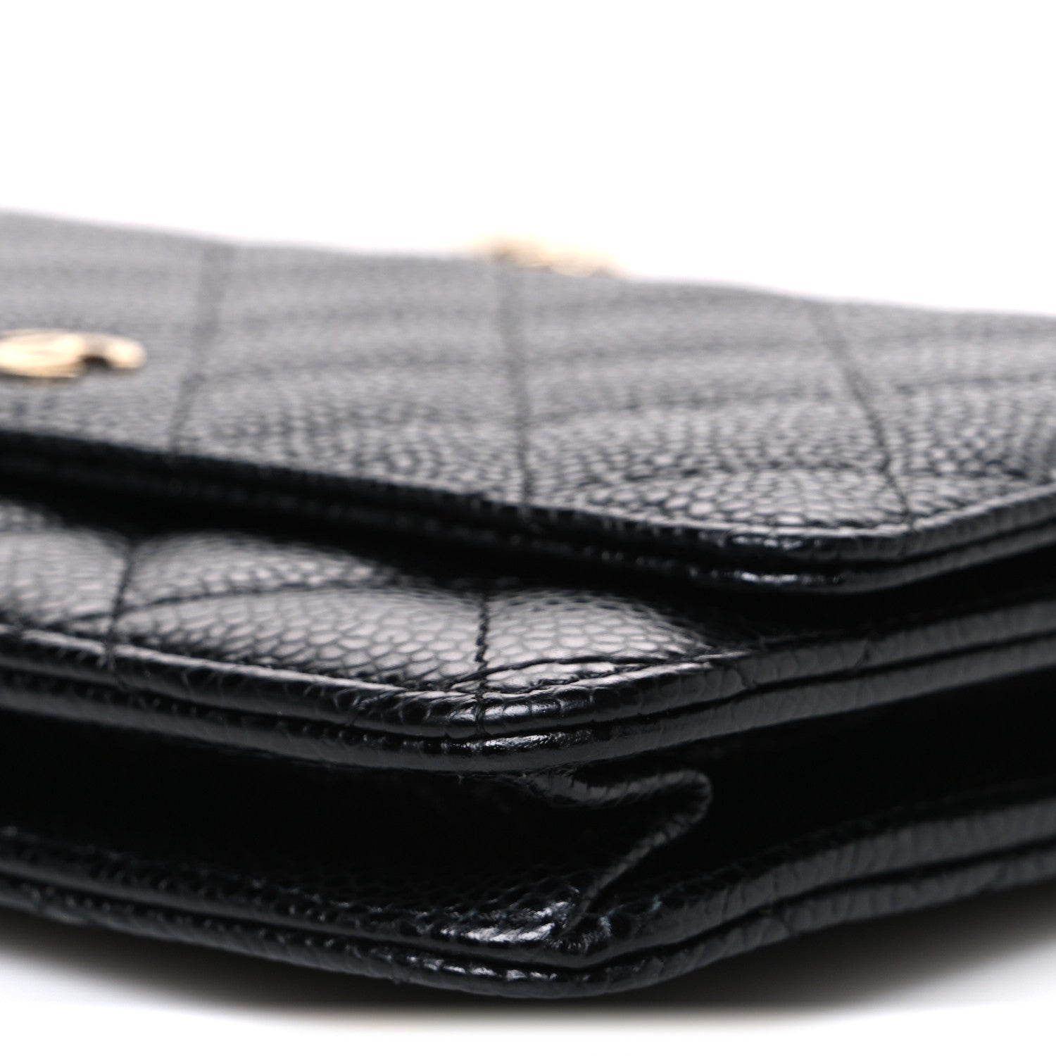 Caviar Quilted Wallet on Chain WOC Black