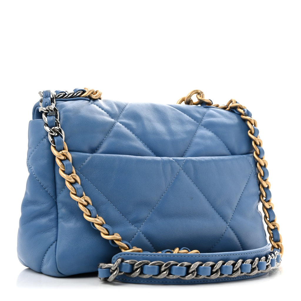 Lambskin Quilted Medium Chanel 19 Flap Blue