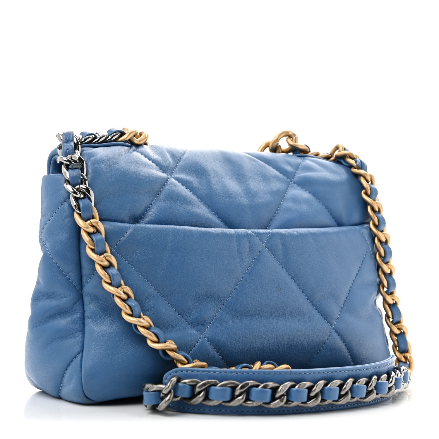 Lambskin Quilted Medium Chanel 19 Flap Blue