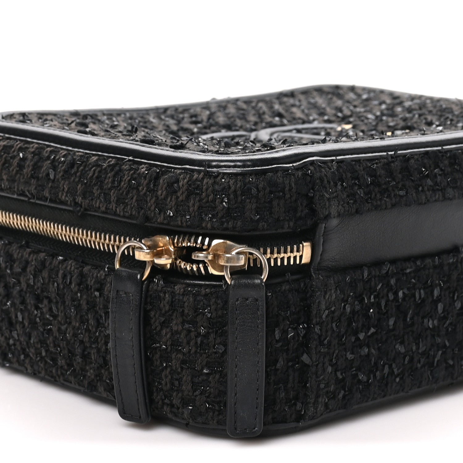 Tweed Quilted Medium CC Filigree Vanity Case Black