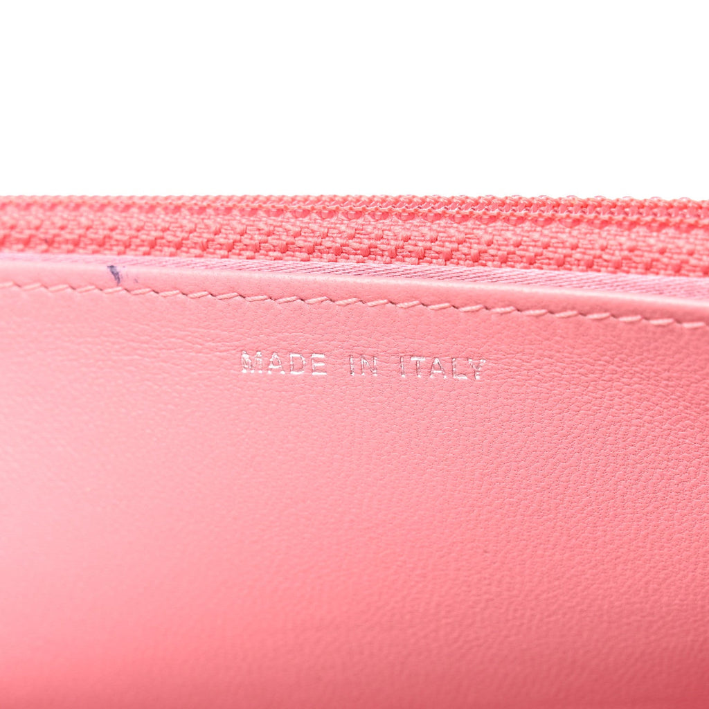 Lambskin Camellia Embossed Wallet on Chain WOC Pink