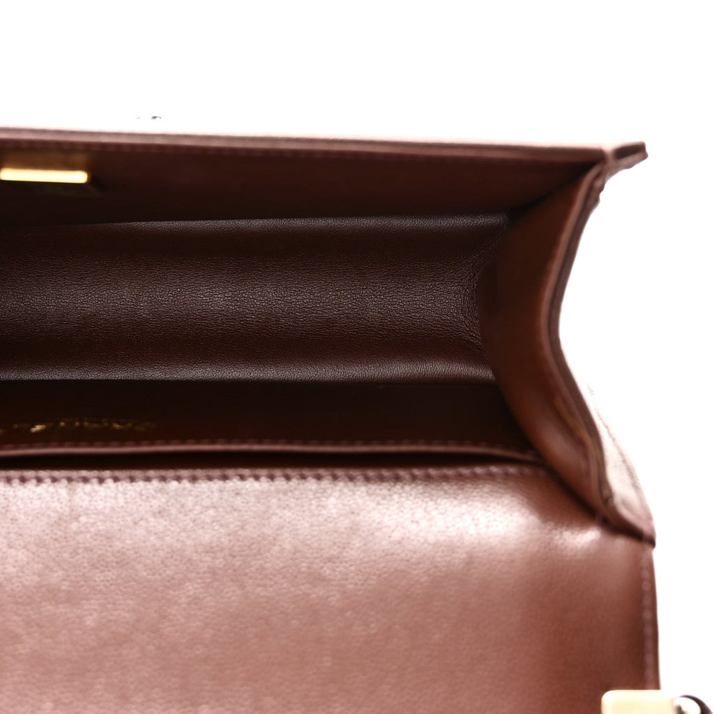 Caviar Quilted Medium Boy Flap Brown
