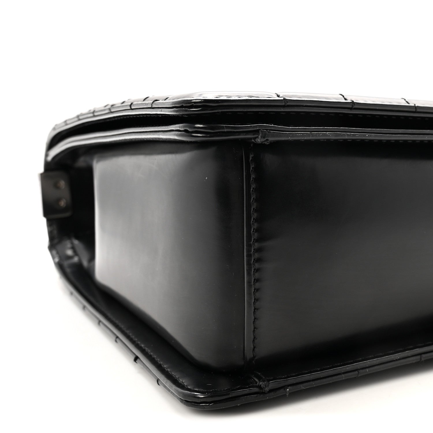 Glazed Calfskin Large Boy Flap Black