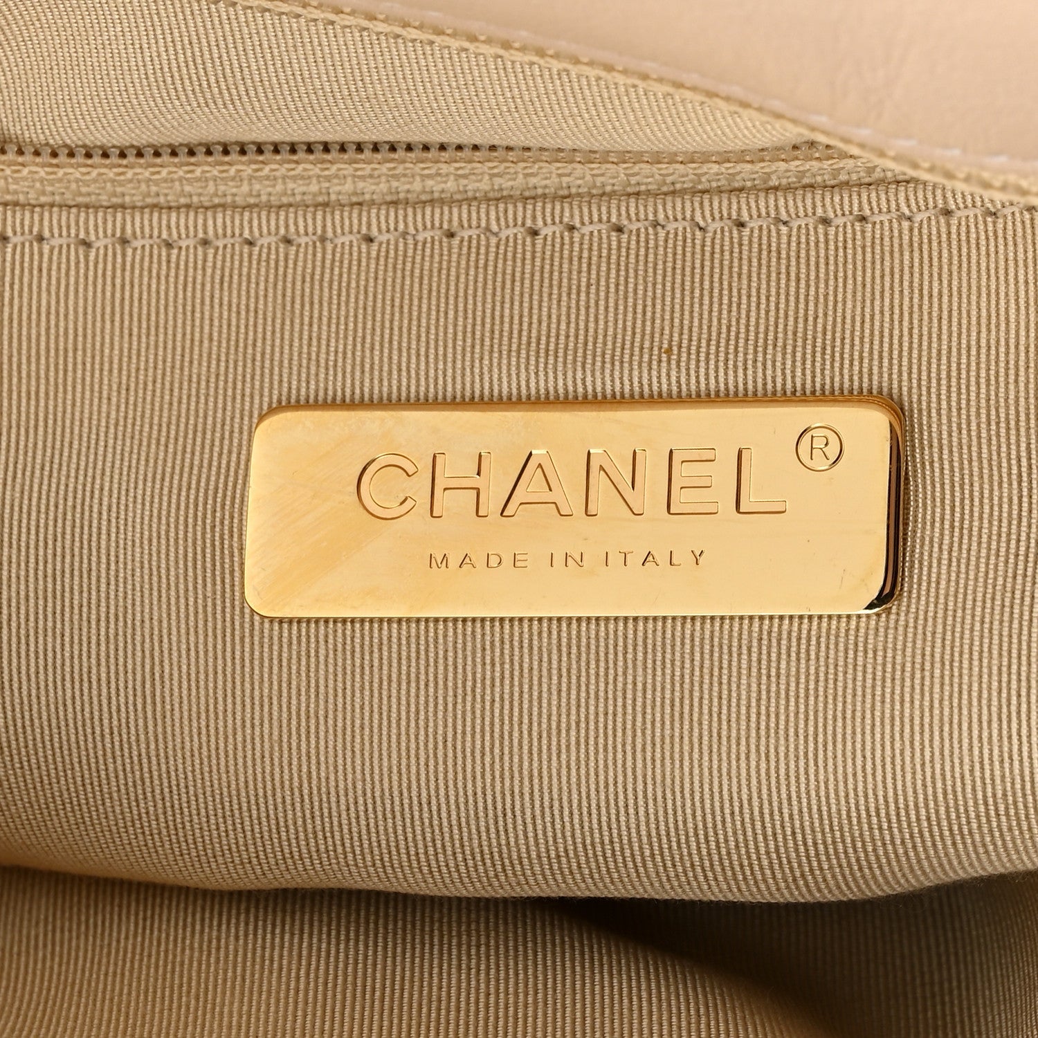 Lambskin Quilted Medium Chanel 19 Flap Light Beige