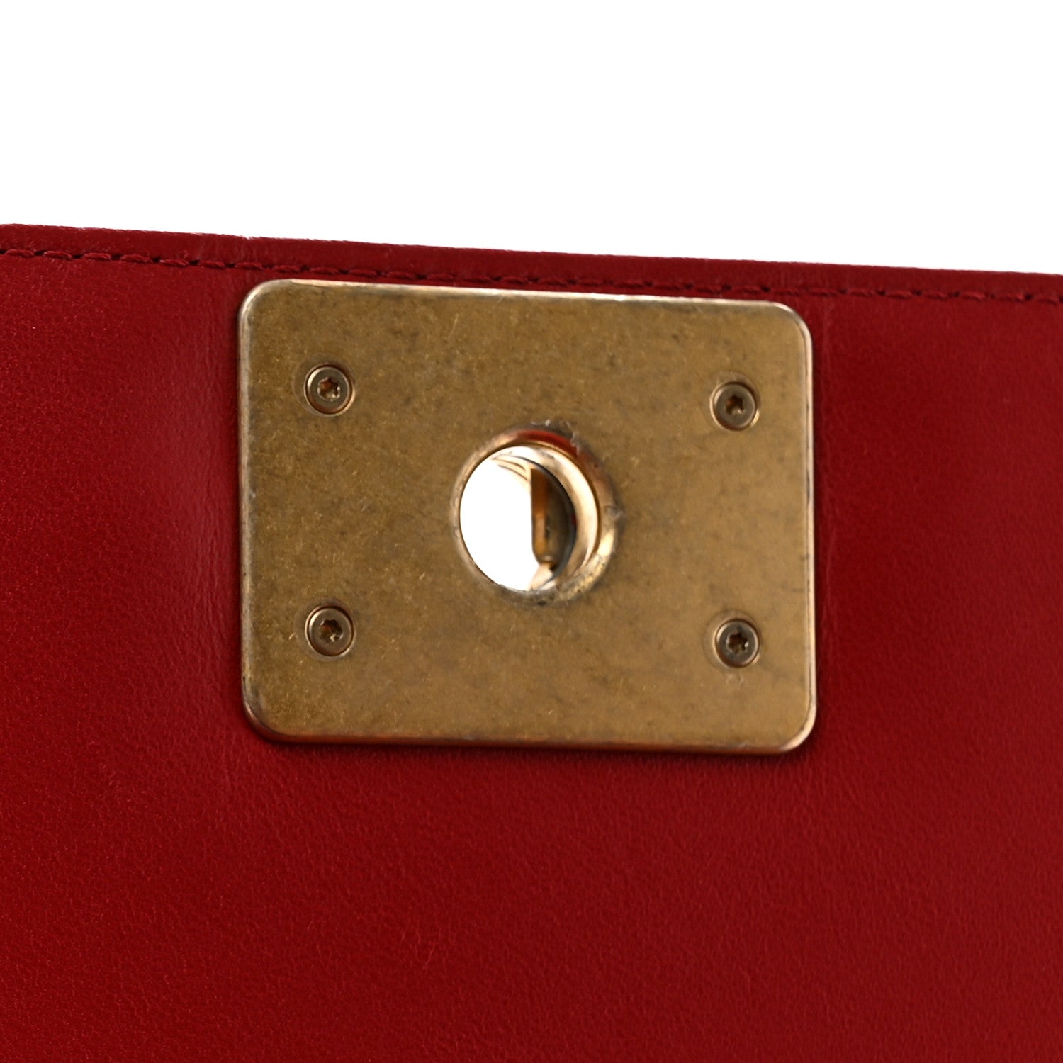 Calfskin Quilted Medium Boy Flap Red