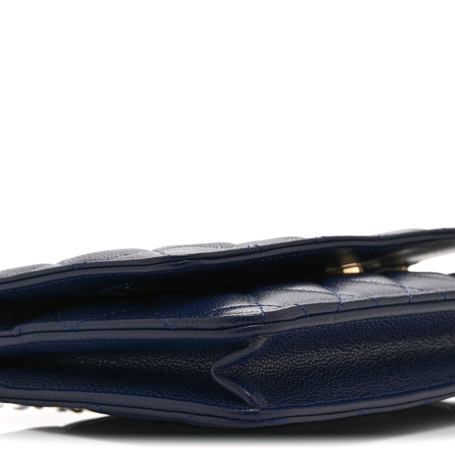 Caviar Quilted Wallet on Chain WOC Navy Blue