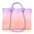 Shaded Calfskin Small Deauville Tote Light Purple Pink Coral
