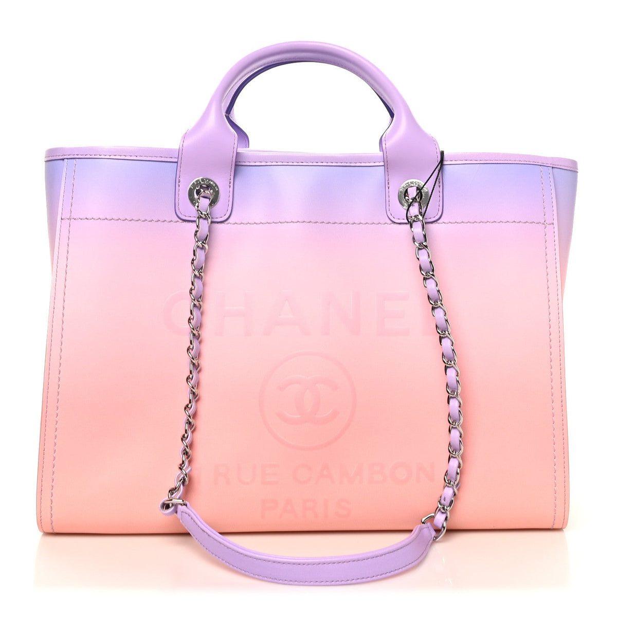 Shaded Calfskin Small Deauville Tote Light Purple Pink Coral