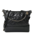 Aged Calfskin Quilted Large Gabrielle Hobo Black