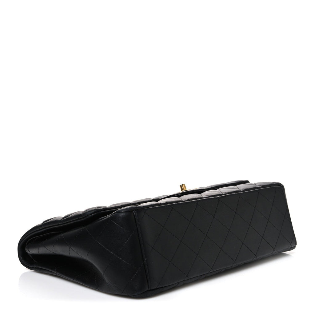 Lambskin Quilted Maxi Double Flap Black