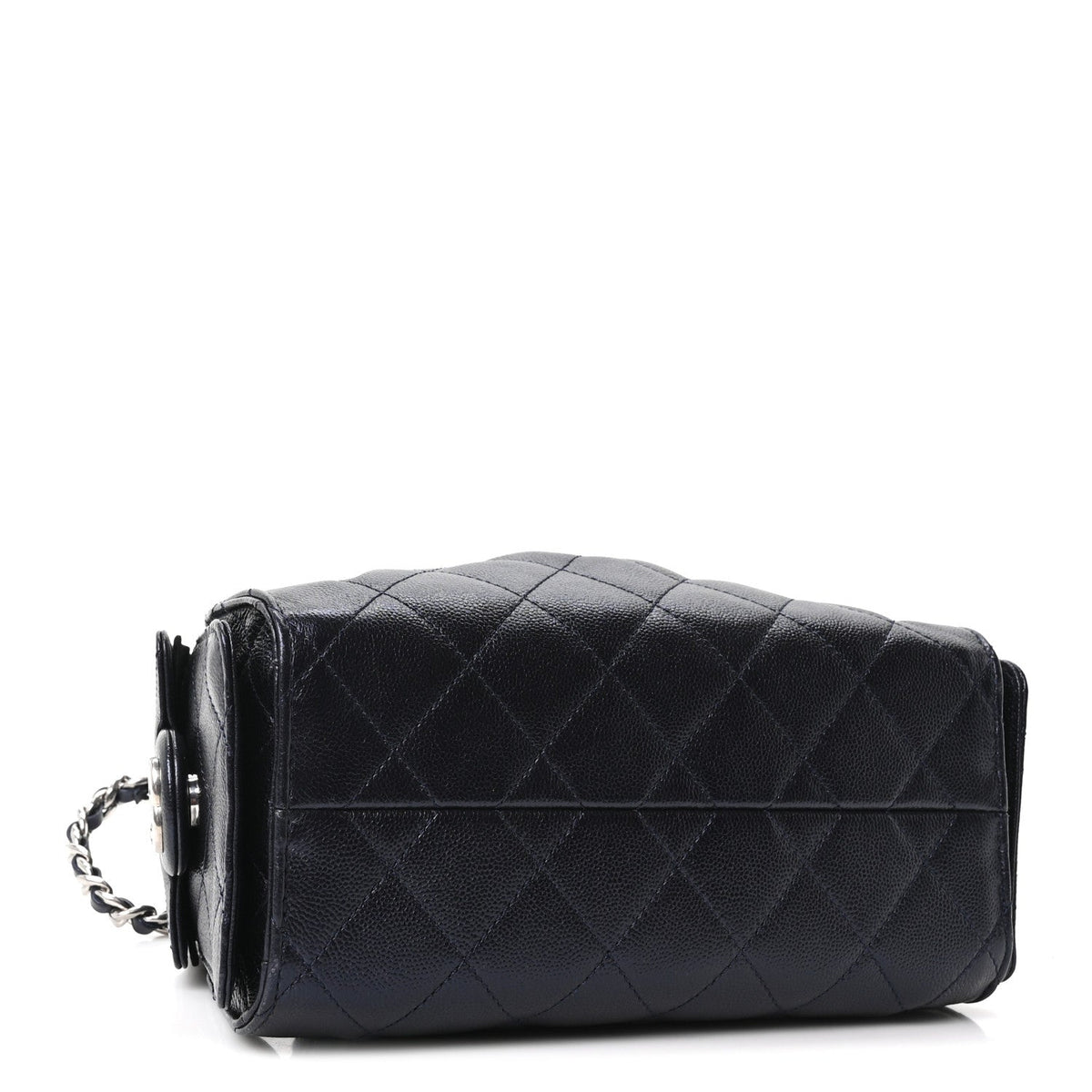 Metallic Caviar Quilted Mini Chanel 25 Handbag Dark Blue