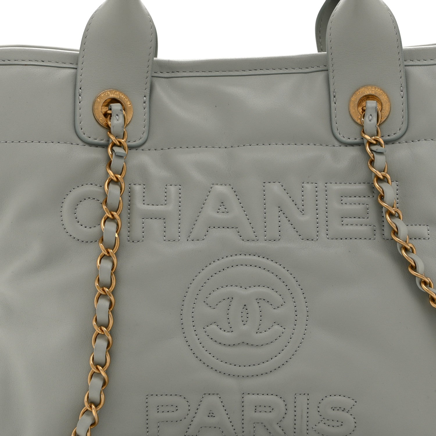 Calfskin Small Deauville Tote Light Grey