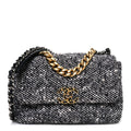Tweed Quilted Medium Chanel 19 Flap Grey