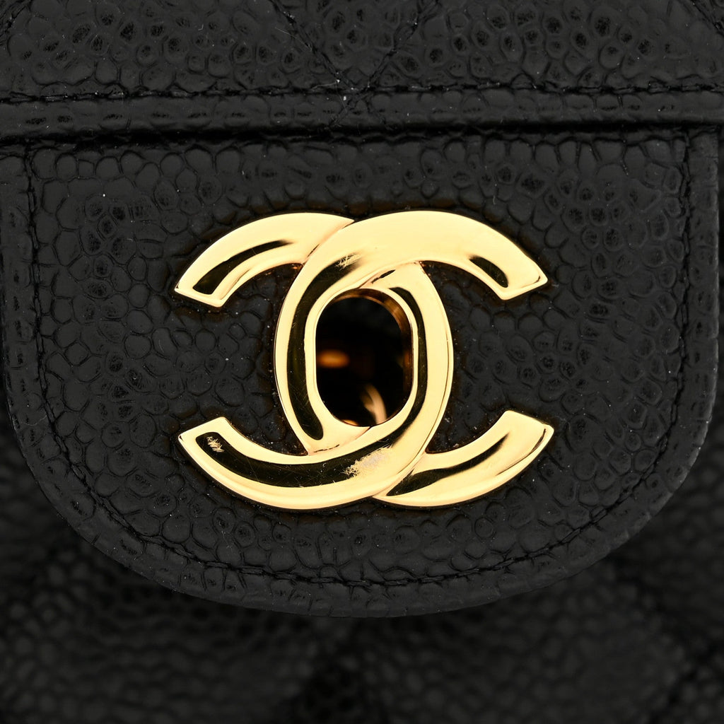 Caviar Quilted Small Double Flap Black