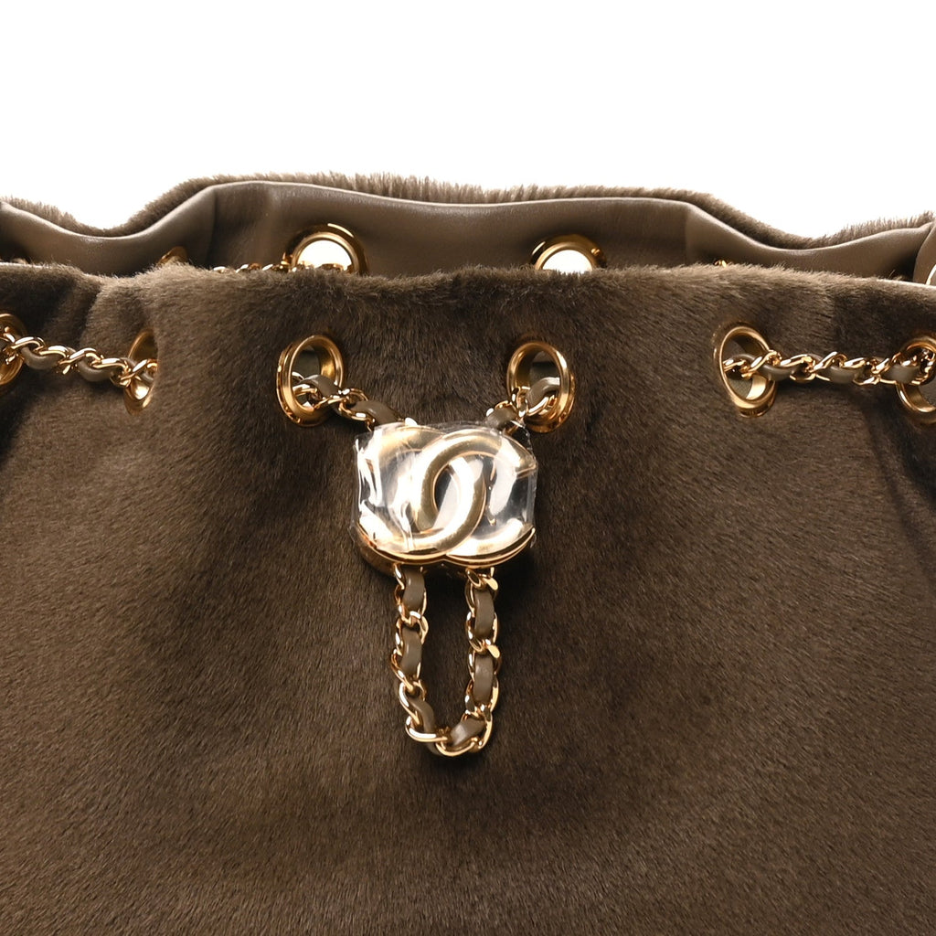 Pony Hair Mini Chanel 25 Handbag Dark Khaki