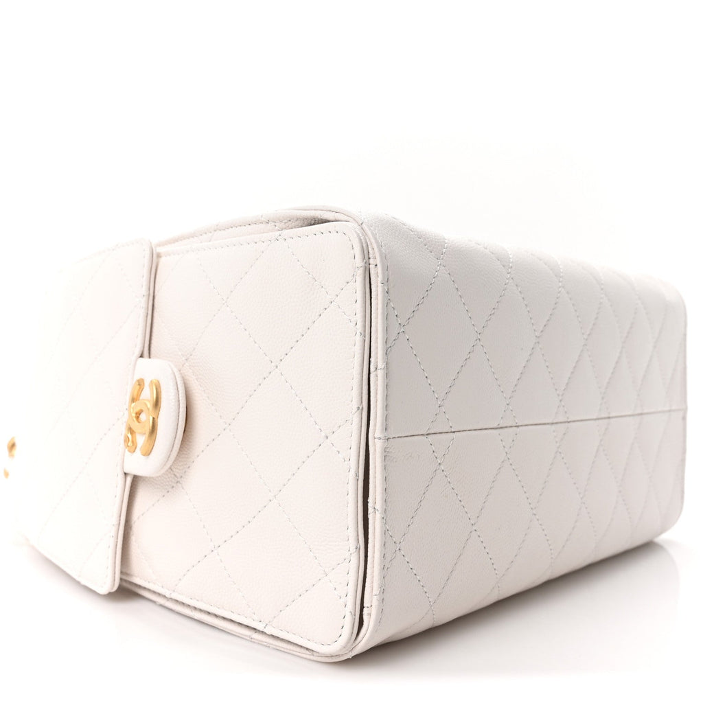 Caviar Quilted Small Chanel 25 Handbag White