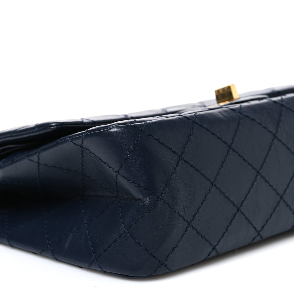 Aged Calfskin Quilted 2.55 Reissue 225 Flap Navy