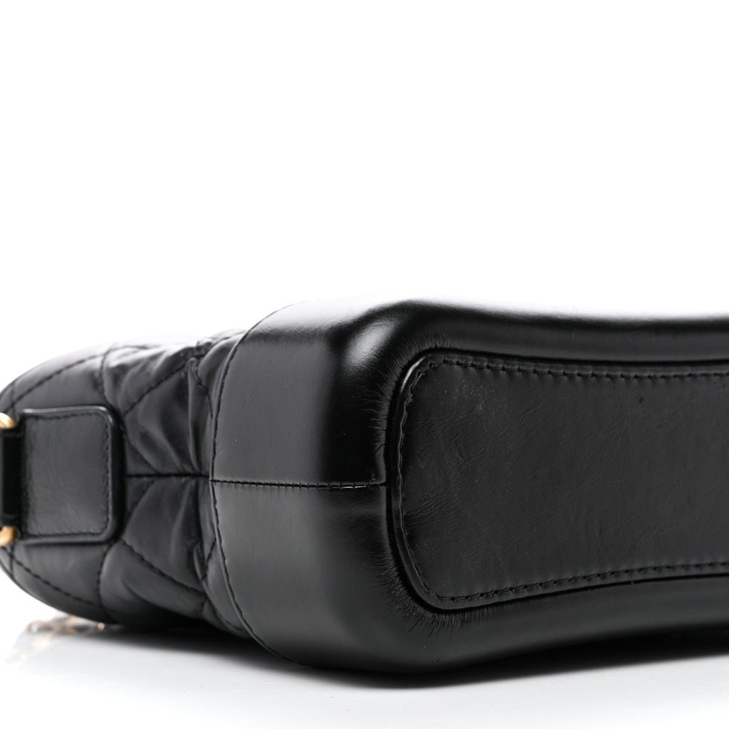 Aged Calfskin Quilted Small Gabrielle Hobo Black