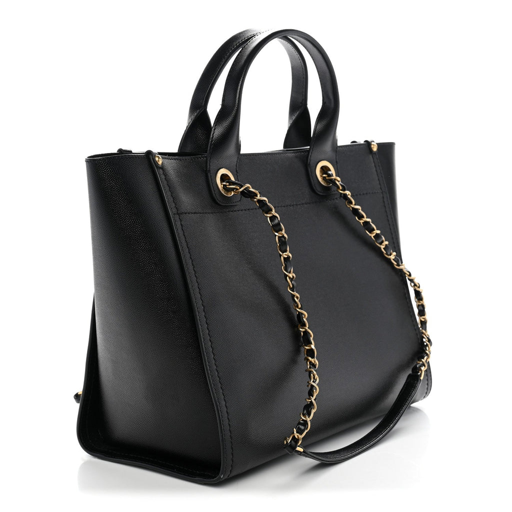 Caviar Small Studded Deauville Tote Black