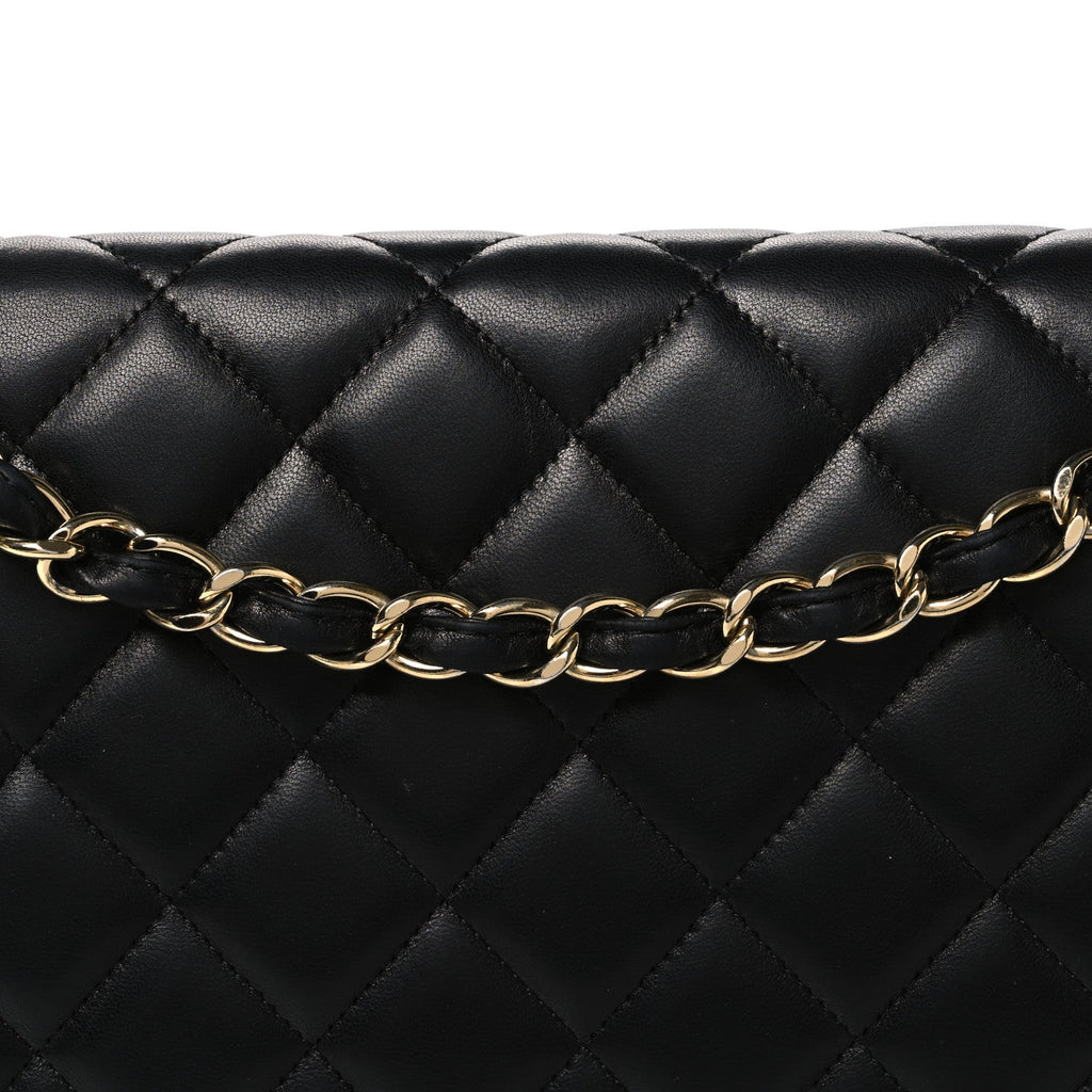 Lambskin Quilted Maxi Double Flap Black