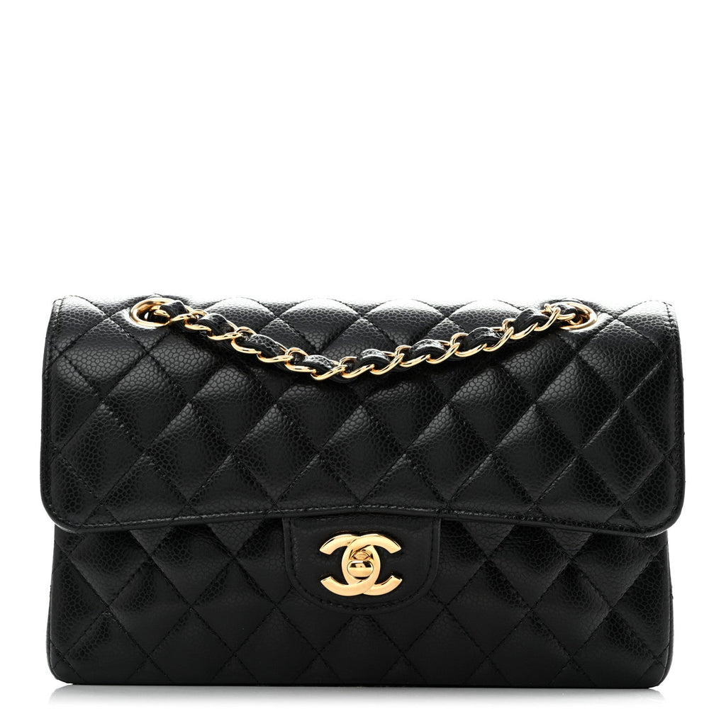 Caviar Quilted Small Double Flap Black