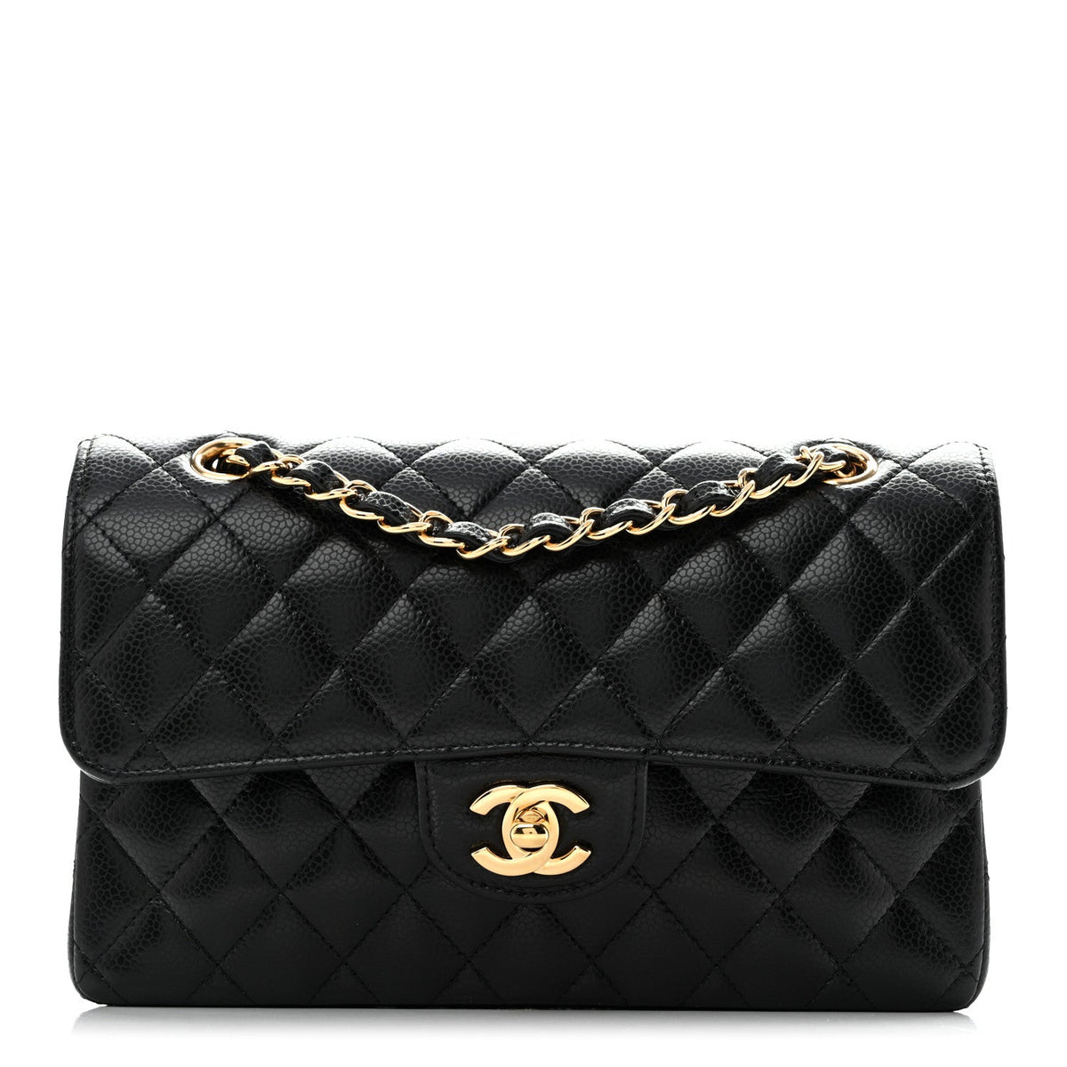 Caviar Quilted Small Double Flap Black