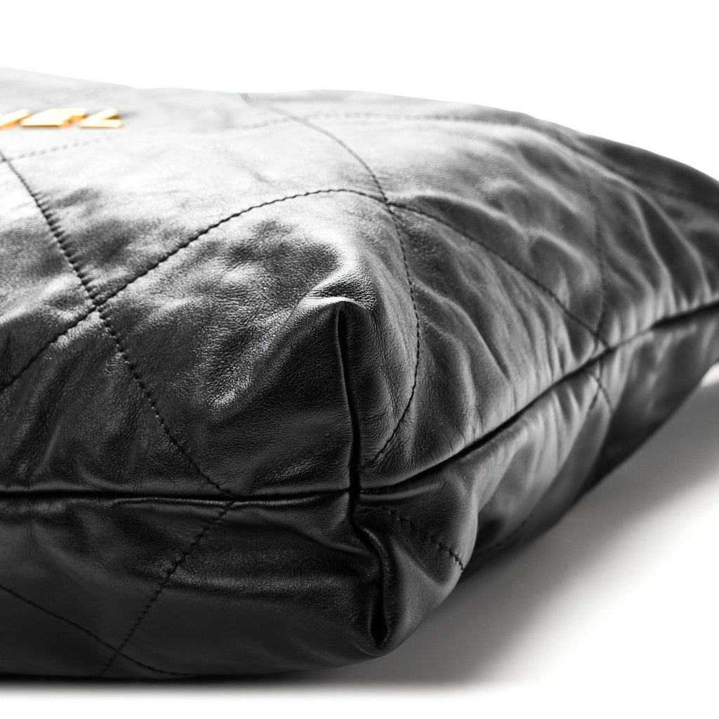Shiny Calfskin Quilted Chanel 22 Black