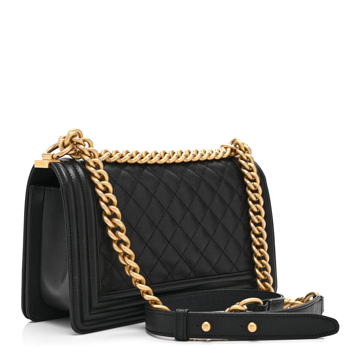 Caviar Quilted Medium Boy Flap Black