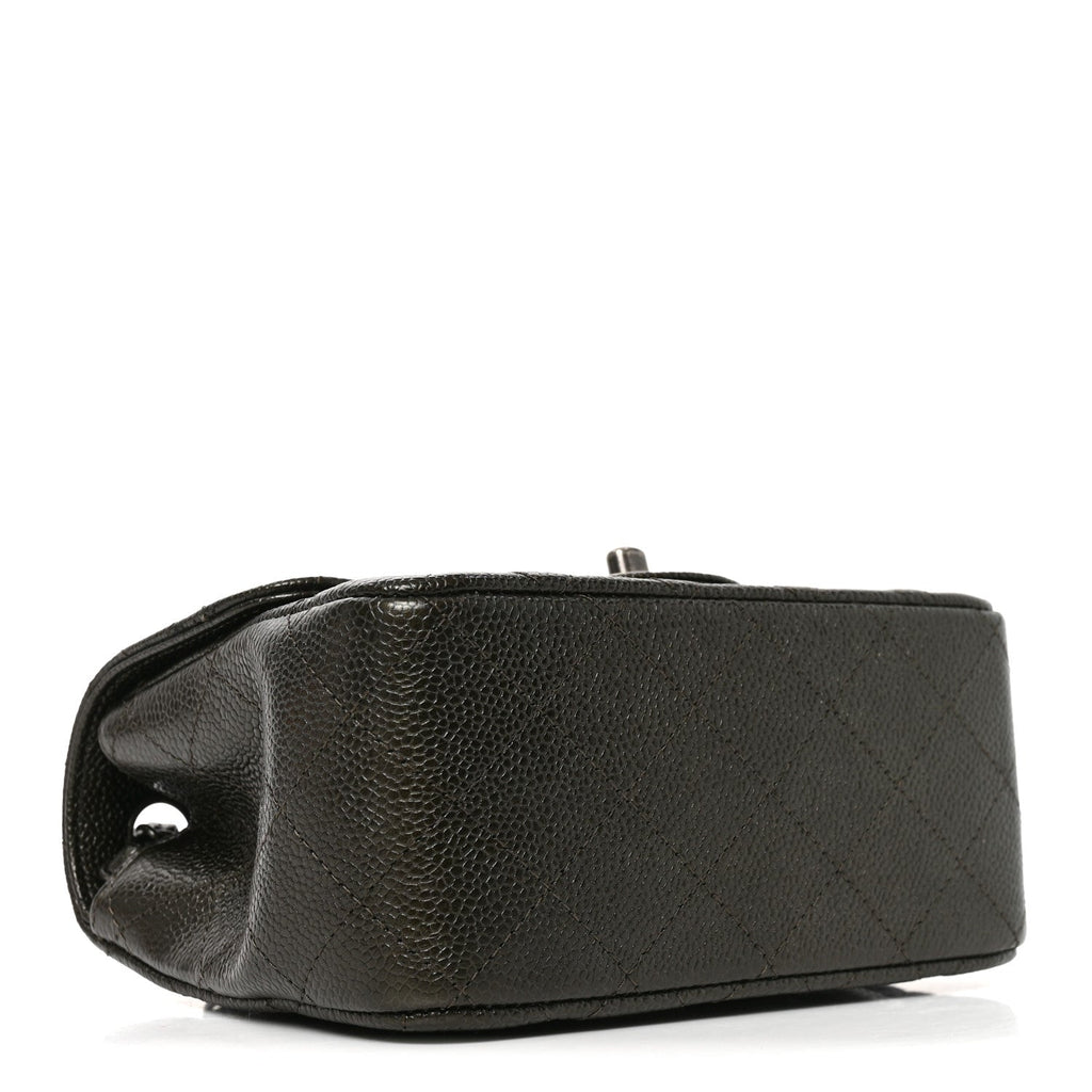 Caviar Quilted Mini Square Flap Dark Charcoal
