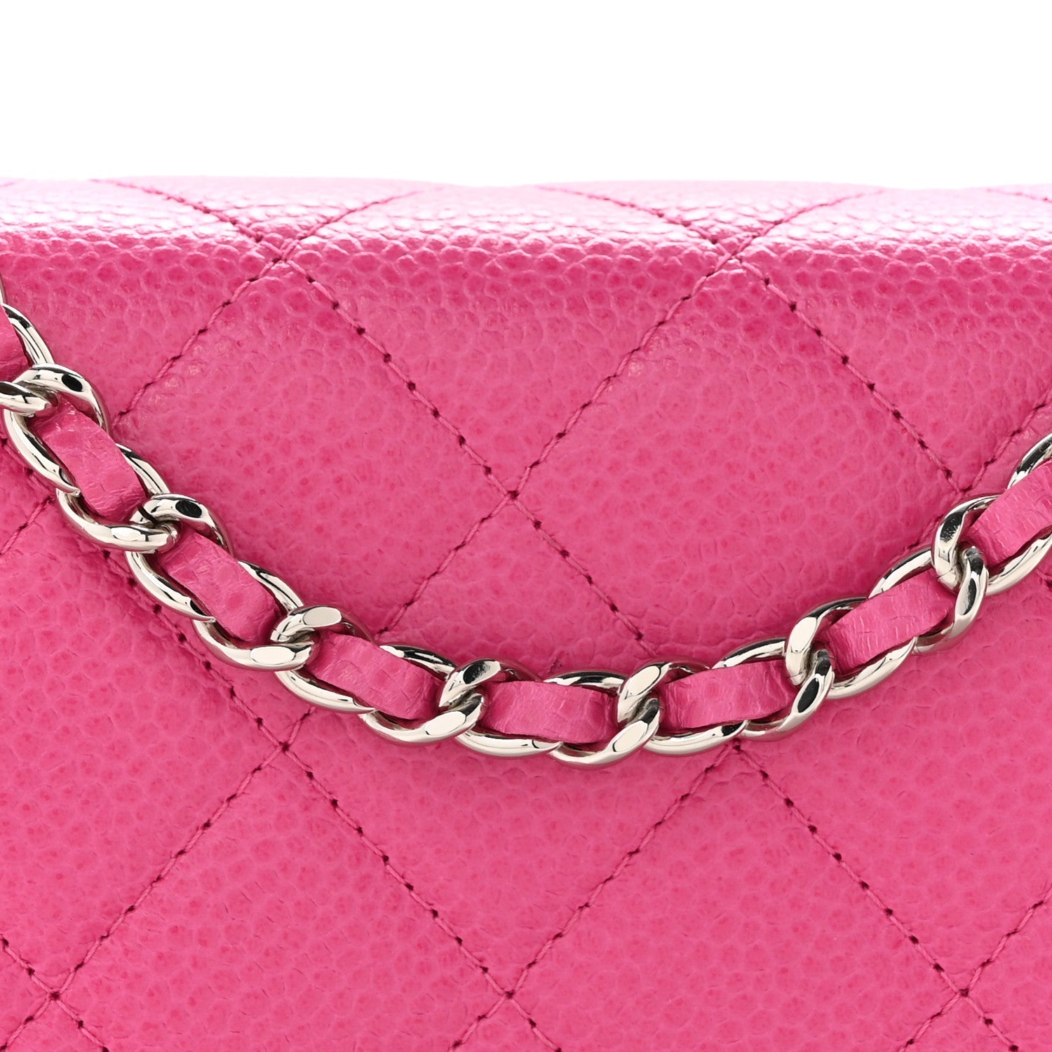 Caviar Enamel Quilted Wallet On Chain WOC Pink