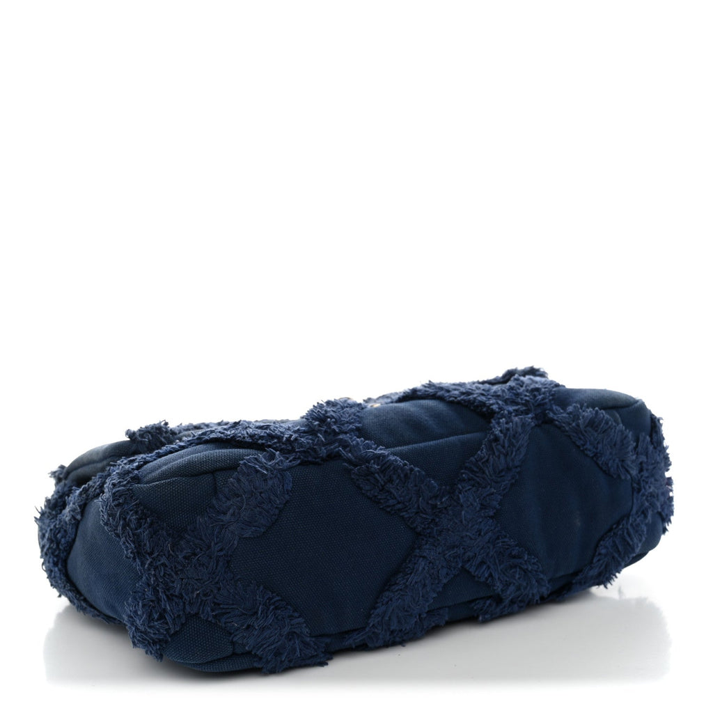 Cotton Canvas Quilted Medium Chanel 19 Flap Navy Blue