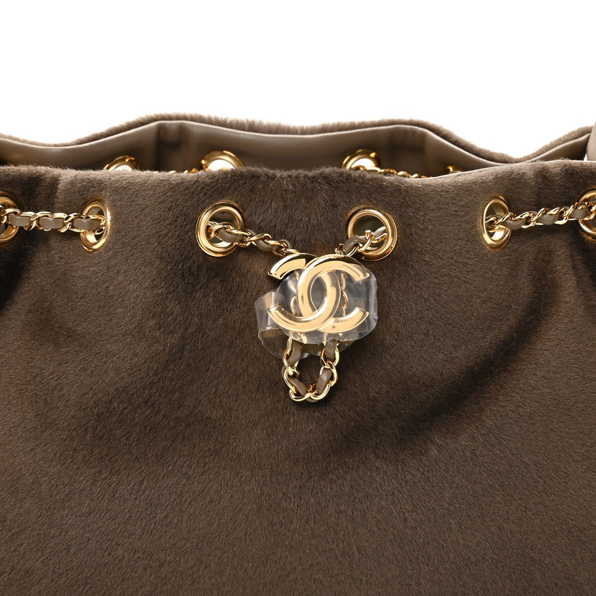 Pony Hair Mini Chanel 25 Handbag Dark Khaki