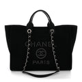 Canvas Pearl Medium Deauville Tote Black