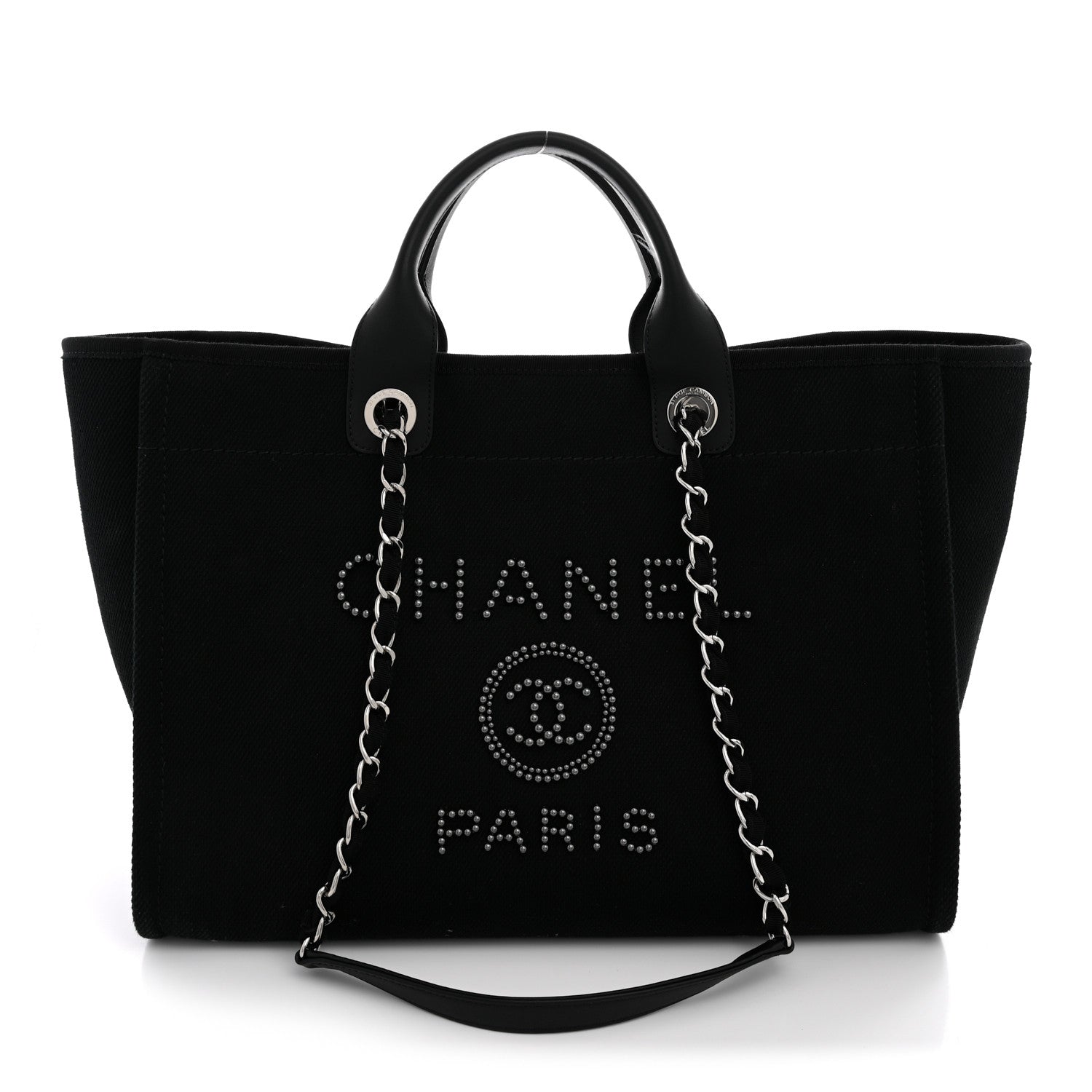 Canvas Pearl Medium Deauville Tote Black