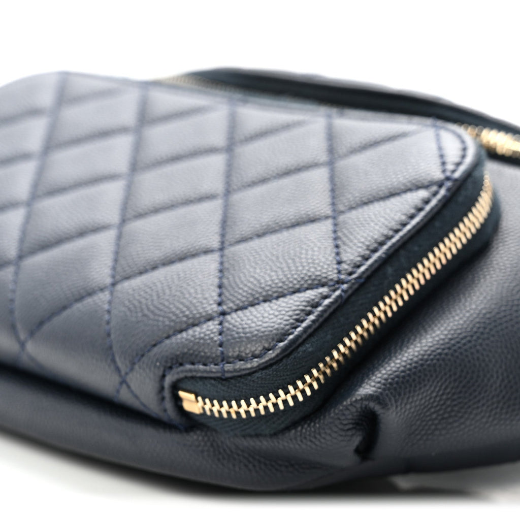 Caviar Quilted Business Affinity Waist Belt Bag Navy