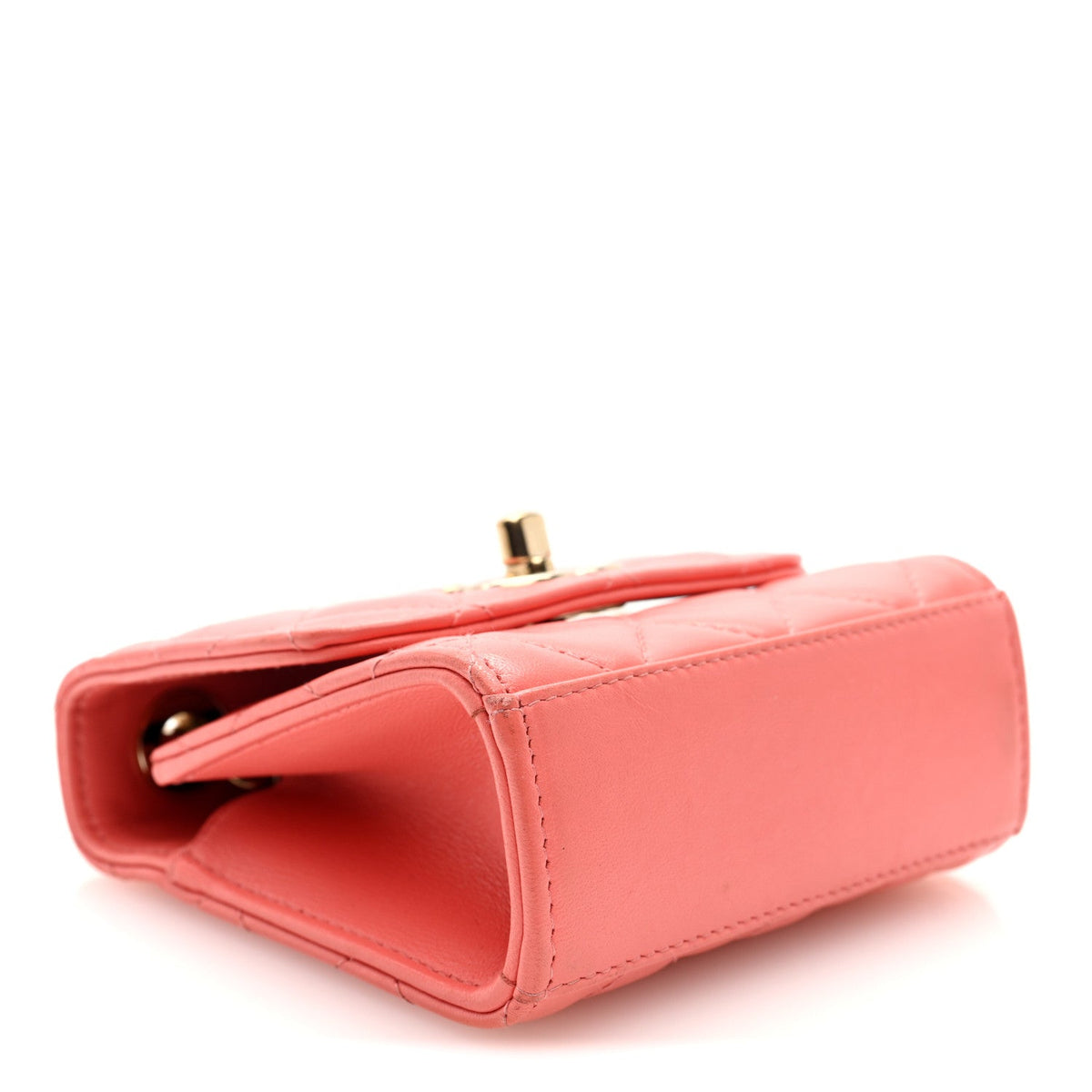 Lambskin Quilted Mini Trendy CC Clutch With Chain Coral Pink