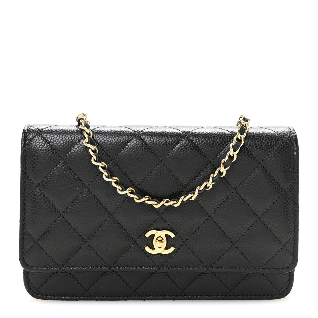 Caviar Quilted CC Turnlock Wallet On Chain WOC Black