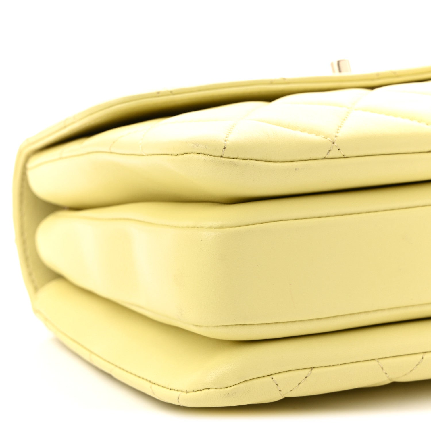 Lambskin Quilted Small Trendy CC Flap Dual Handle Bag Yellow