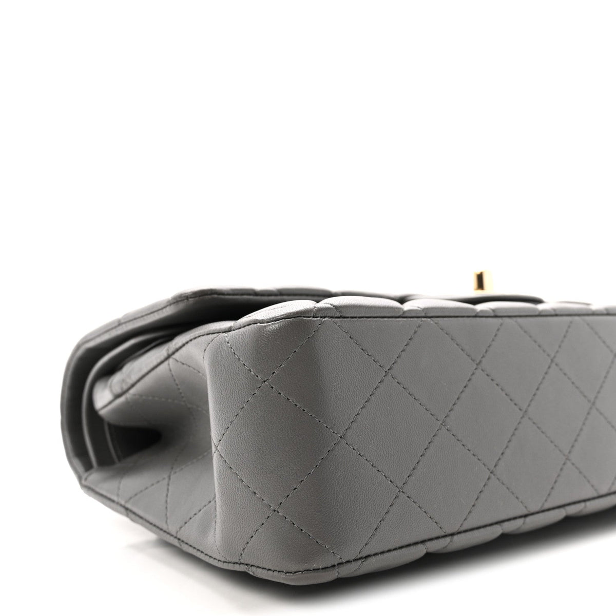 Lambskin Quilted Medium Double Flap Grey