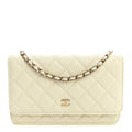 Caviar Quilted Wallet on Chain WOC White