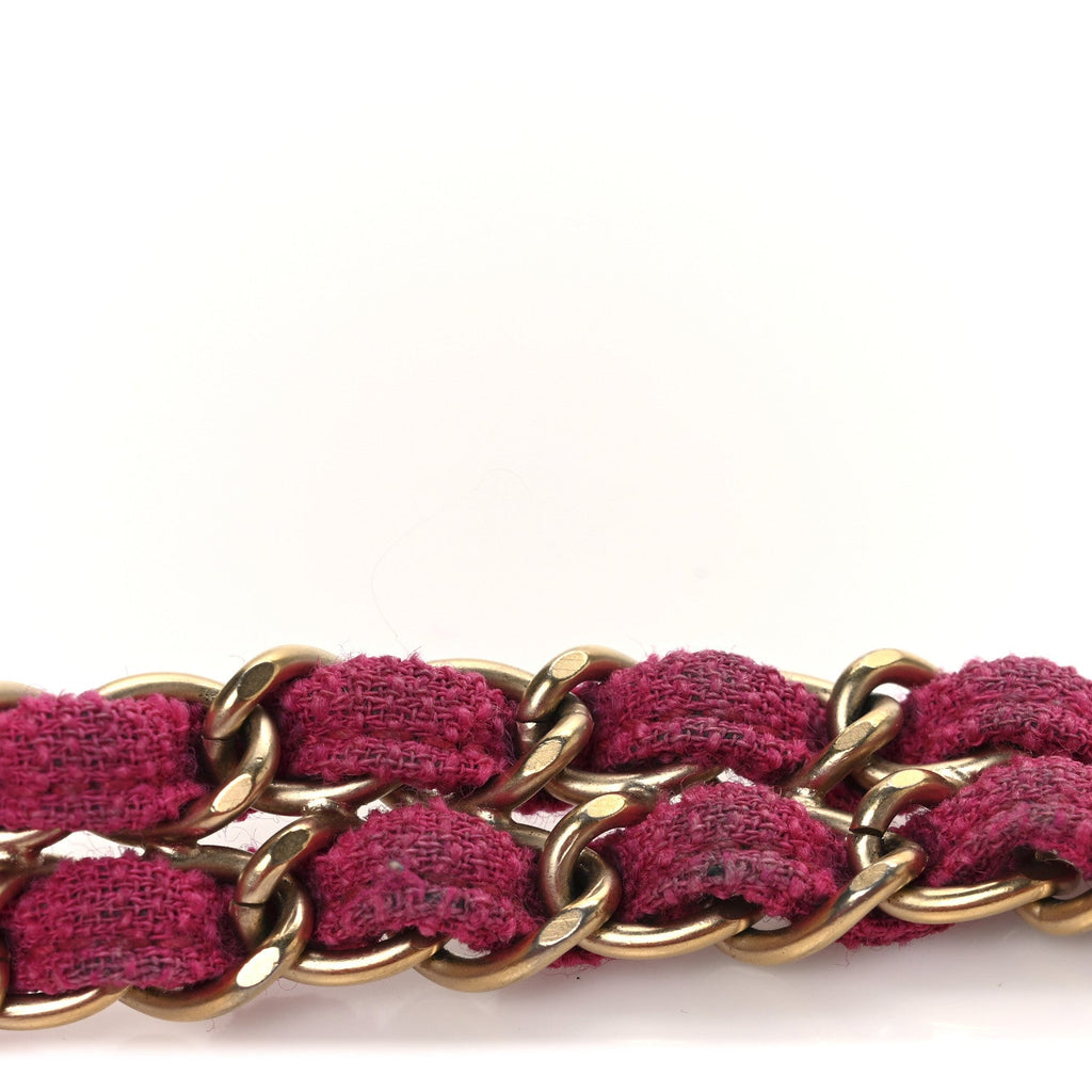Tweed Quilted Medium Double Flap Fuchsia