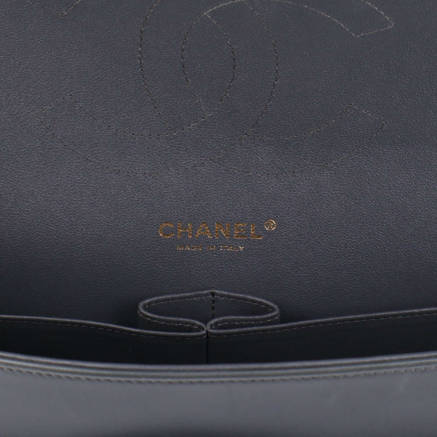 Lambskin Quilted Jumbo Double Flap Dark Grey