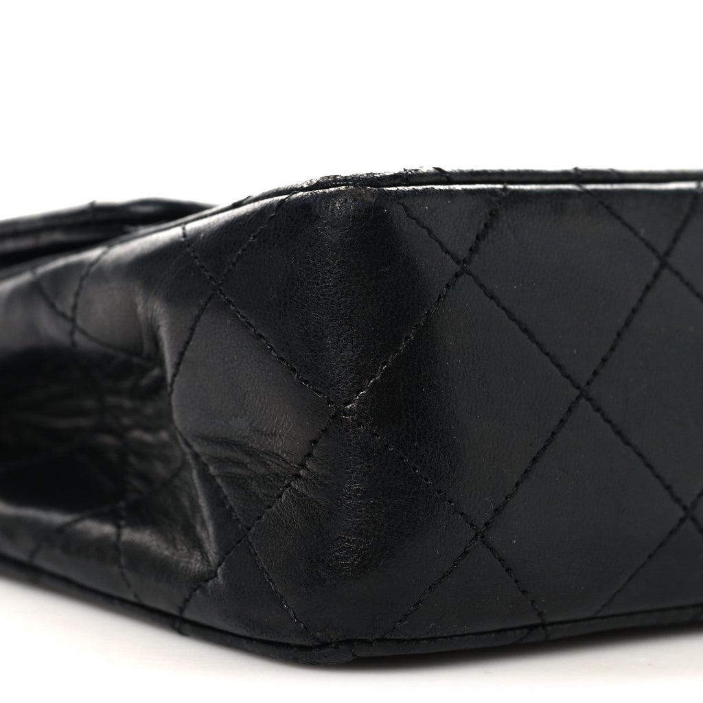 Lambskin Quilted Small Double Flap Black