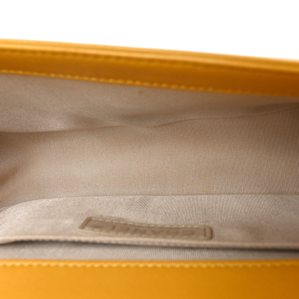 Lambskin Quilted Medium Boy Flap Yellow