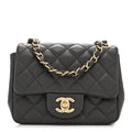 Lambskin Quilted Mini Square Flap Dark Grey