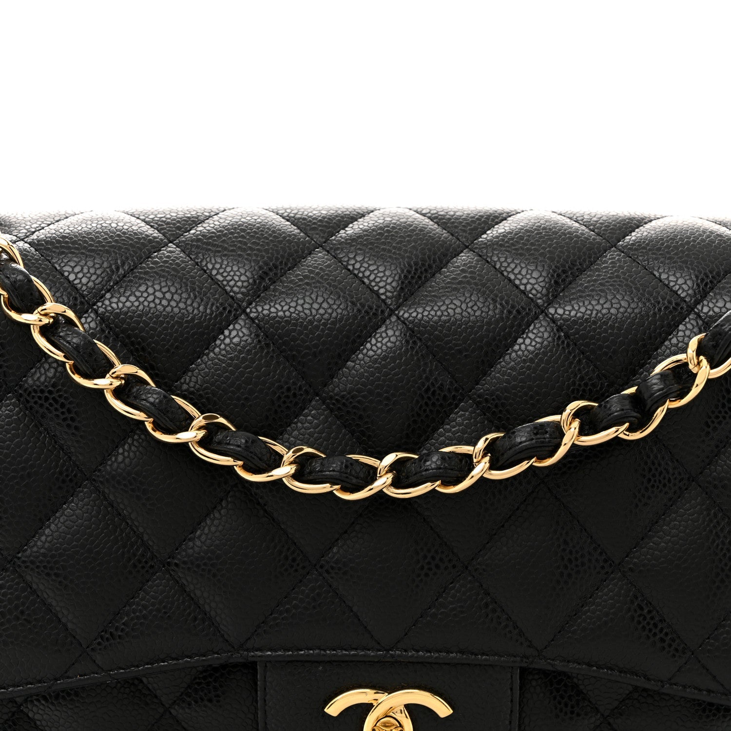 Caviar Quilted Jumbo Double Flap Black